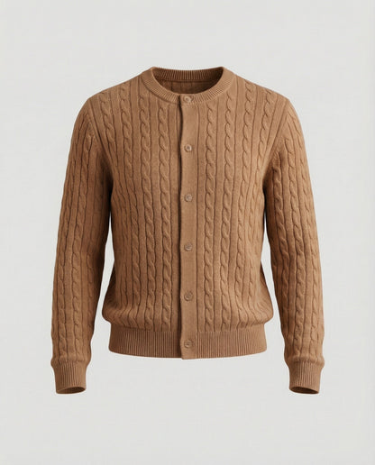 Damen Cardigan Kurz Zopfmuster Rundhals Modern