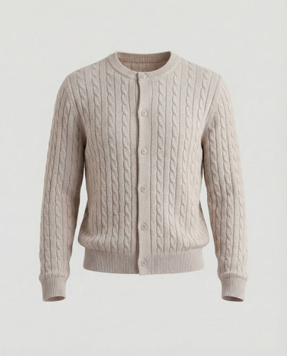 Damen Cardigan Kurz Zopfmuster Rundhals Modern