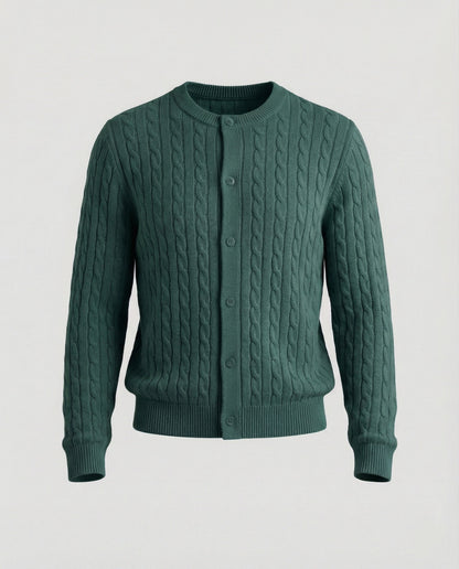 Damen Cardigan Kurz Zopfmuster Rundhals Modern