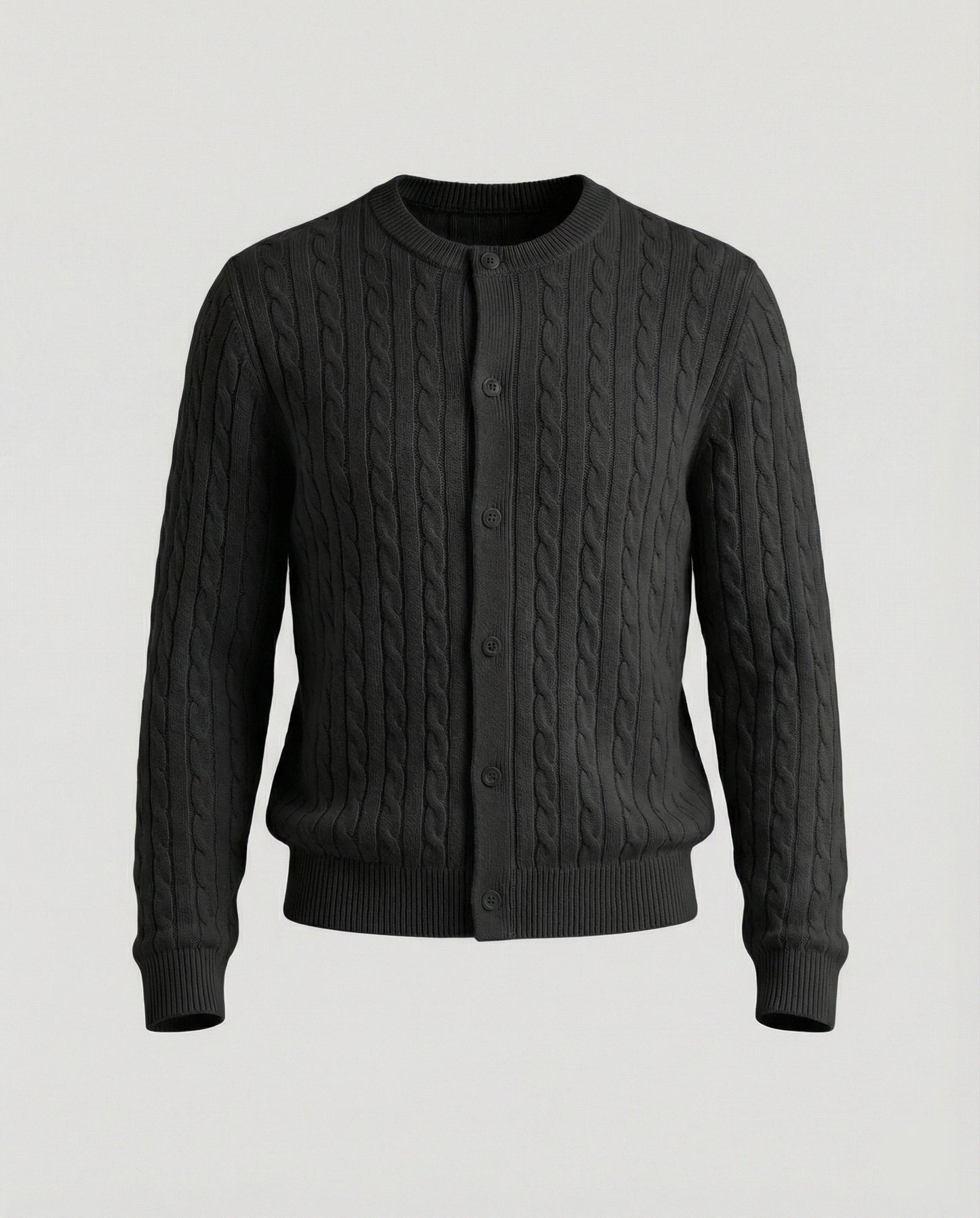 Damen Cardigan Kurz Zopfmuster Rundhals Modern