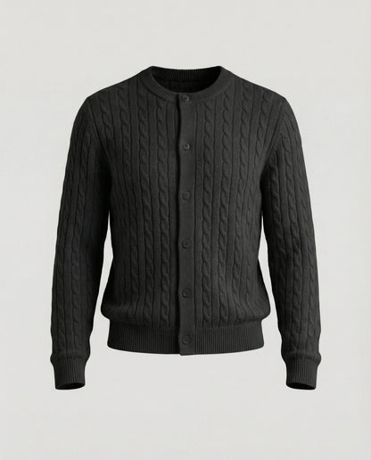 Damen Cardigan Kurz Zopfmuster Rundhals Modern