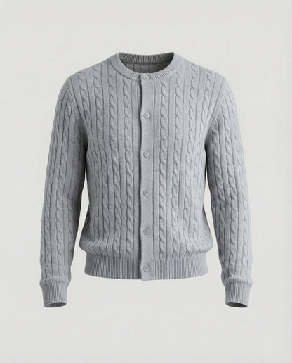 Damen Cardigan Kurz Zopfmuster Rundhals Modern