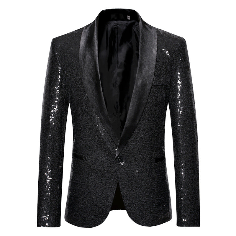 Herren Paillettenblazer Glänzend Elegant Revers