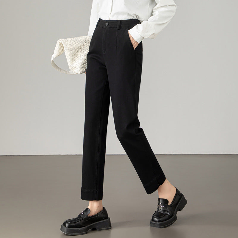 Damen Jeans Weite Bein Hochtaillierte Hosen Modern
