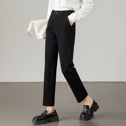 Damen Jeans Weite Bein Hochtaillierte Hosen Modern