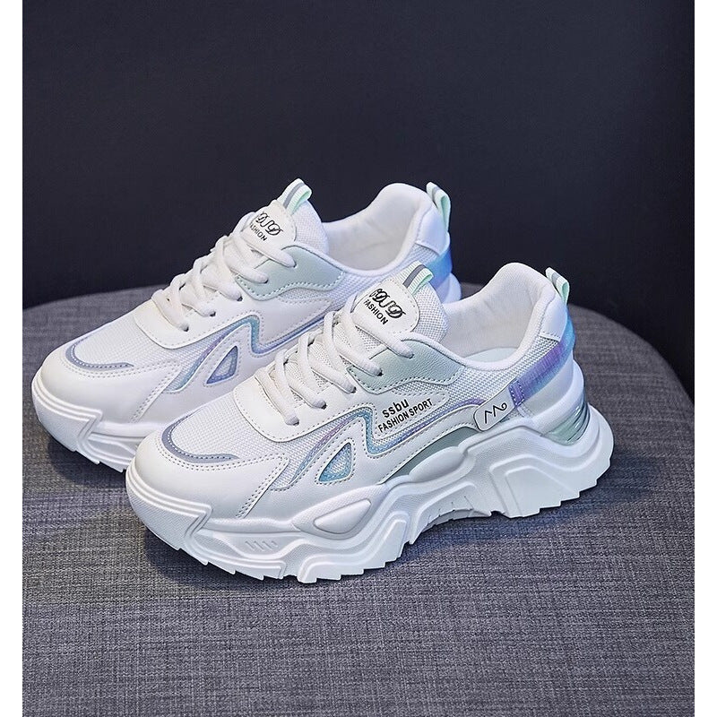 Damen Sneaker Chunky Glänzend Auffällig Modisch