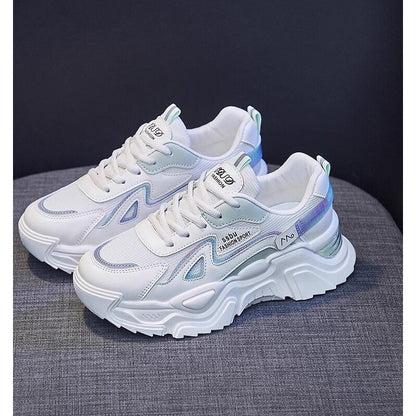 Damen Sneaker Chunky Glänzend Auffällig Modisch
