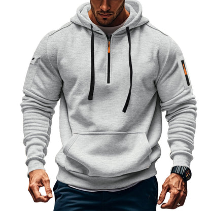 Herren Funktions-Hoodie mit halbem Reißverschluss und praktischen Taschen BerlinGlamour.