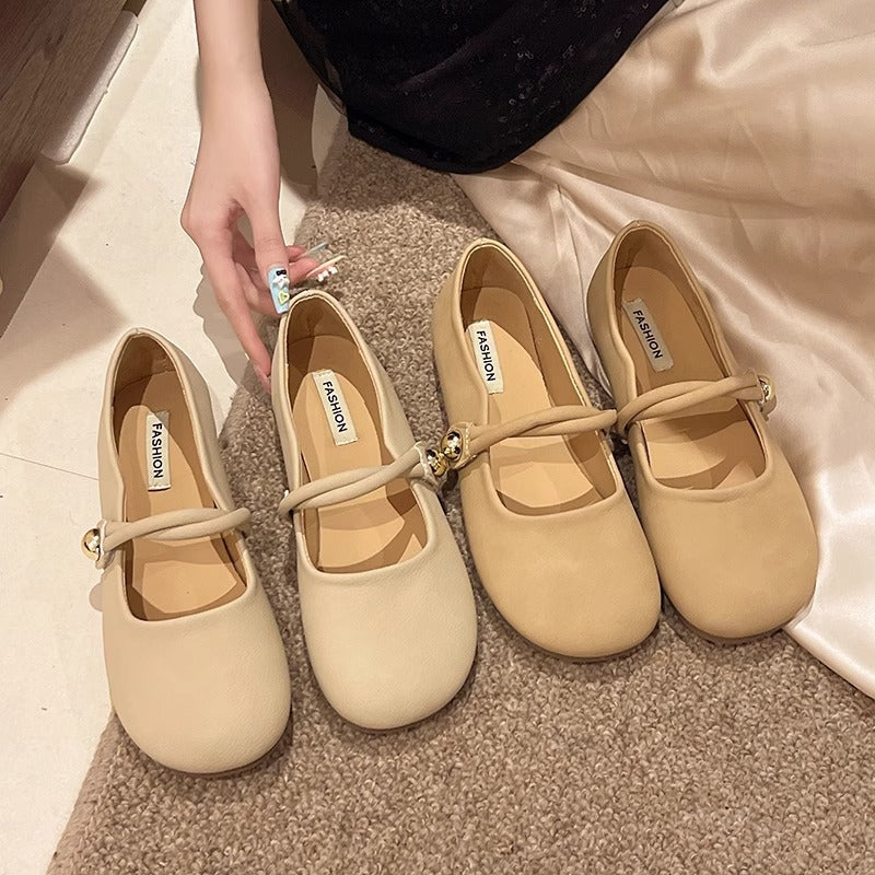 Damen Ballerinas mit Riemchen und weicher Sohle KomfortSchuhe