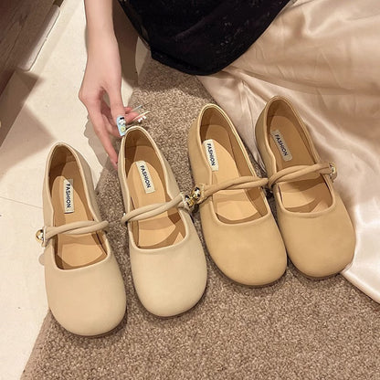 Damen Ballerinas mit Riemchen und weicher Sohle KomfortSchuhe