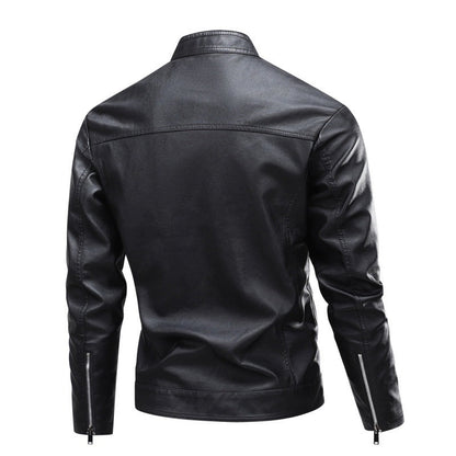 Herren Lederjacke Modern Schnitt Schwarz
