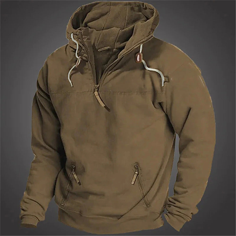 Herren Pullover Lässig Reißverschluss Kängurutasche Größe XL