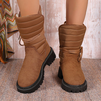 Damen Stiefel Gefüttert Schnürstiefel Rutschfest Winter