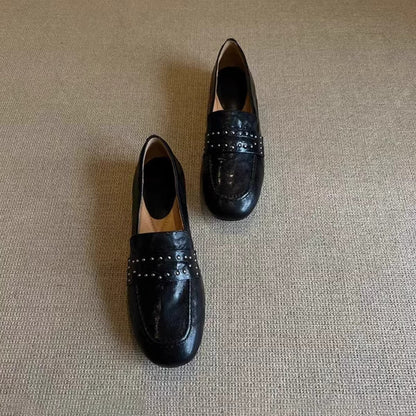 Damen Mokassins Lederschuhe Schnalle Elegant