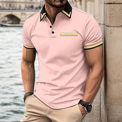 Herren Polohemd Modern mit Kontrast und Stickerei
