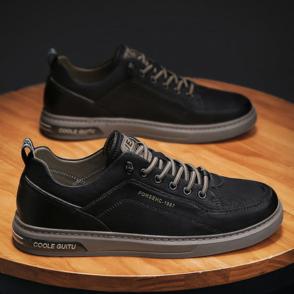 Damen Leder Sneaker Bequem Atmungsaktiv Schuhe Schwarz