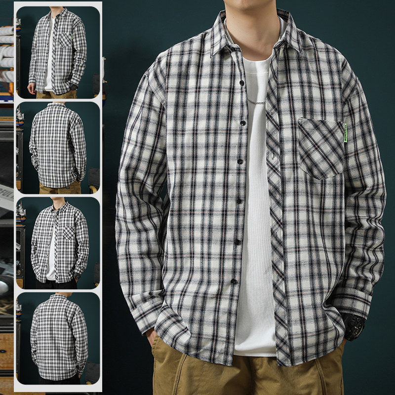 Herren Flanellshirt Karierter Warm Elegant