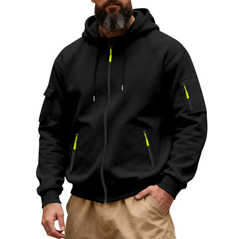 Herren Kapuzenjacke Praktisch mit Reißverschluss-Taschen Funktionell