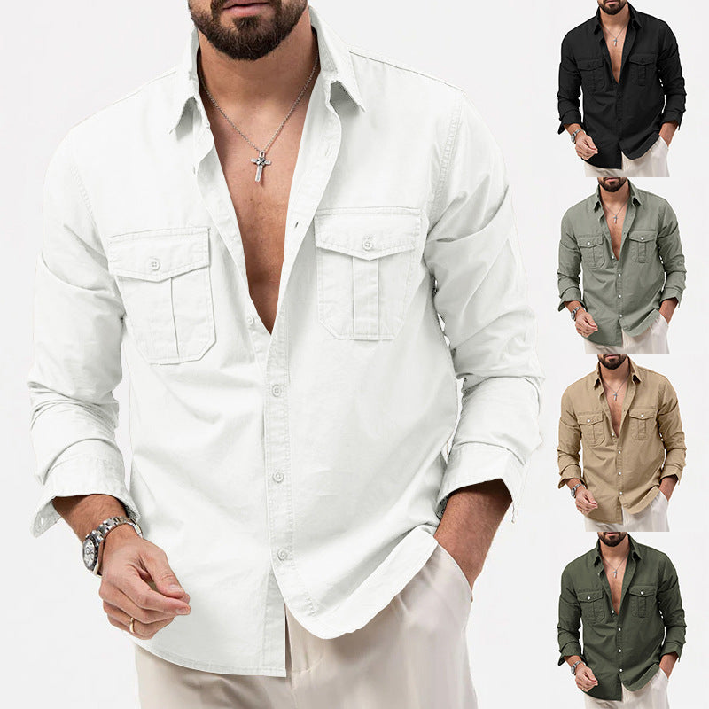 Herren Hemd Baumwolle Modern mit aufgesetzten Taschen - BerlinGlamour