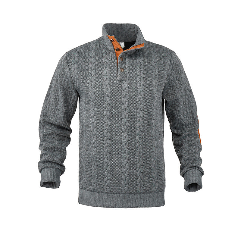 Herren Pullover Stehkragen Modern Kontrast Knöpfe