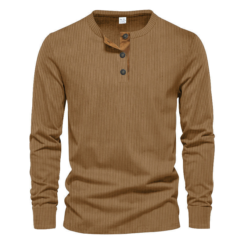 Herren Langarmshirt Strukturiert Modern Mit Knöpfen