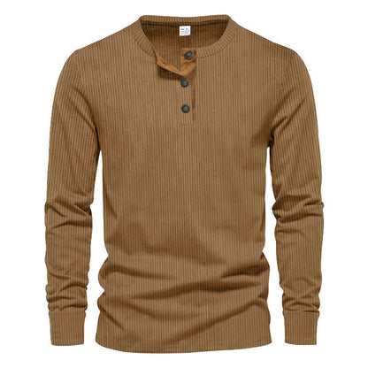 Herren Langarmshirt Strukturiert Modern Mit Knöpfen