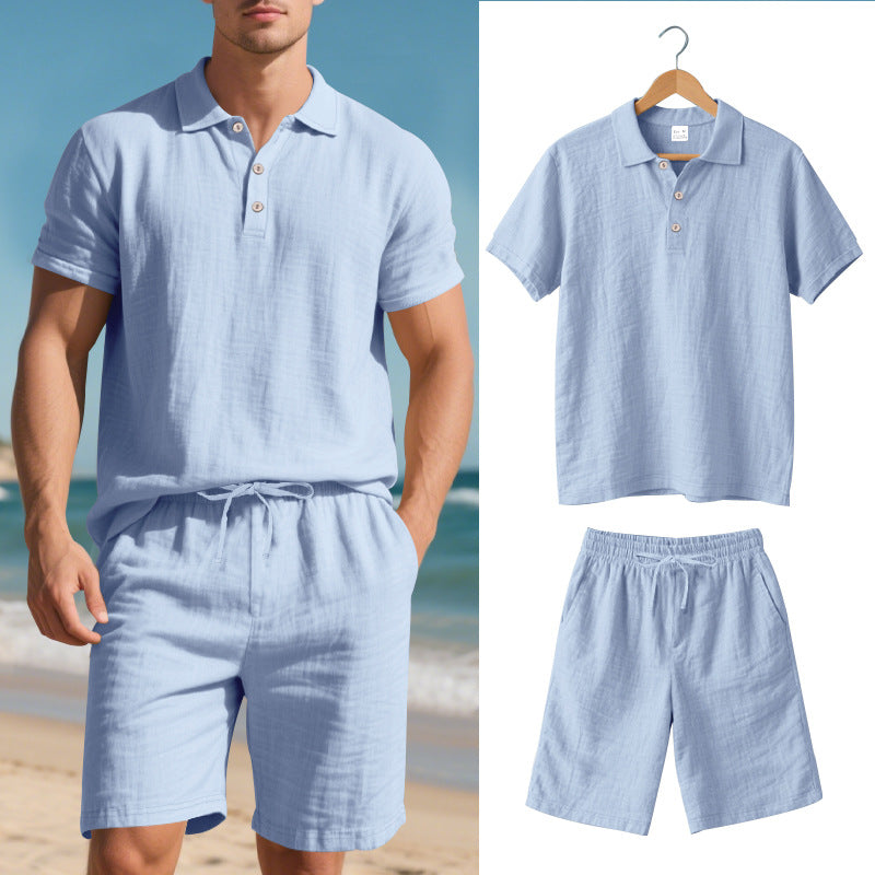 Herren Poloshirt Shorts Set Leger Sommer
