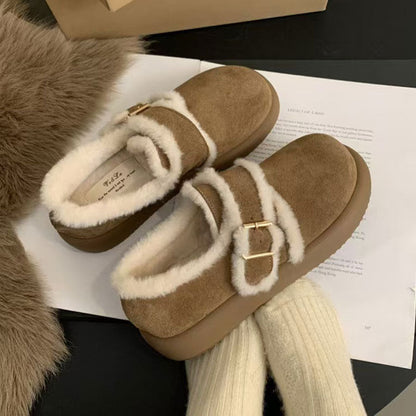 Damen Clogs Bequem Flauschig mit Verstellbarem Riemen