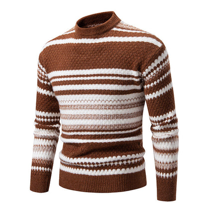 Herren Strickpullover Gestreift Weich Hochkragen
