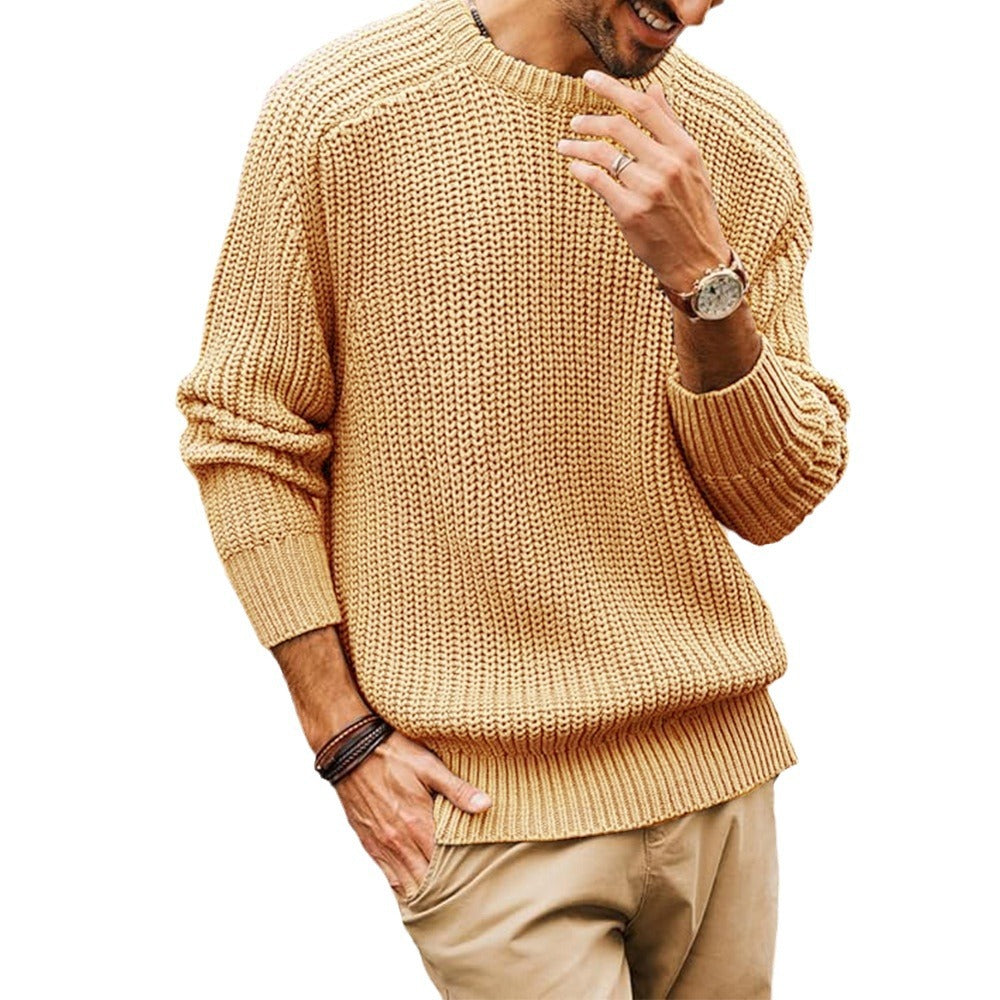 Herren Pullover Grobstrick Rundhals Lässig Modern