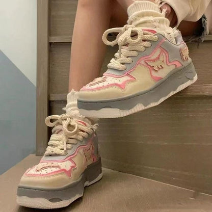 Damen Sneaker Tiermotiv Weichbezug Komfort Sohle