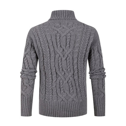 Herren Pullover Grobstrick Schalkragen Zopfmuster Modern