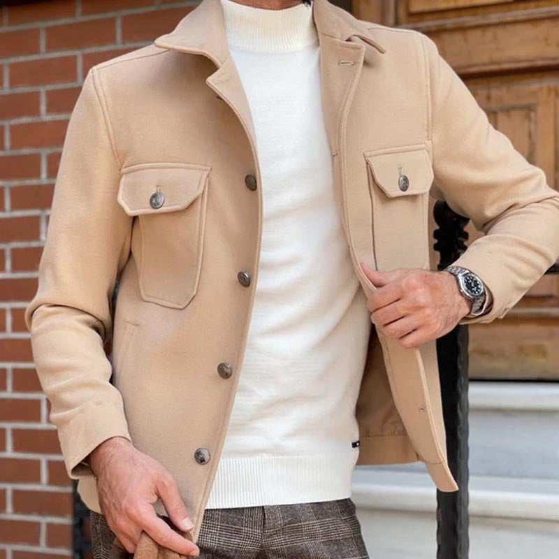 Herren Jacke Modern Utility Stil Elegant Schwarz