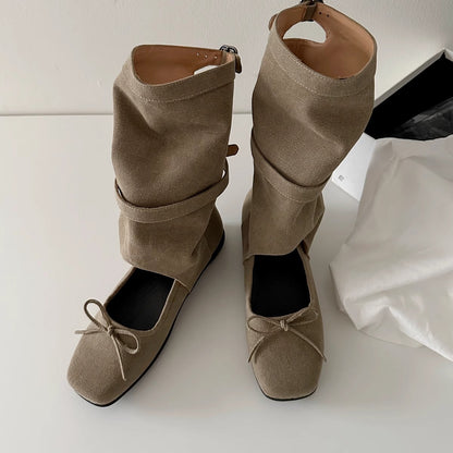Damen Ballerinas Bequem Elegant Riemendesign