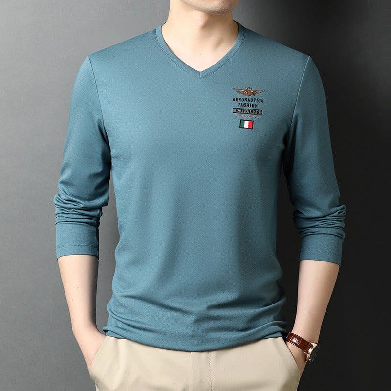 Herren Langarmshirt V-Ausschnitt Elegantes Design