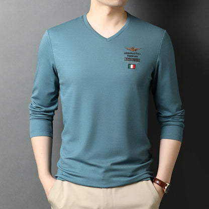 Herren Langarmshirt V-Ausschnitt Elegantes Design