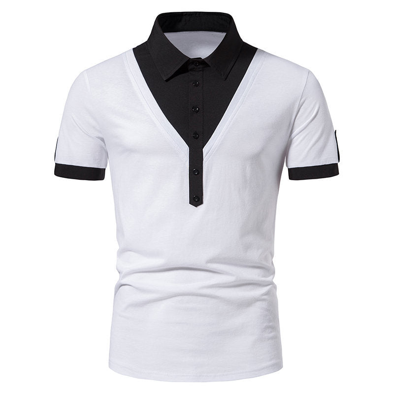 Herren Poloshirt Modern V-Ausschnitt Kontrast Akzente