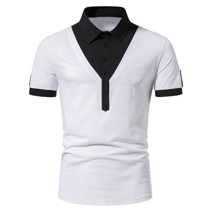 Herren Poloshirt Modern V-Ausschnitt Kontrast Akzente