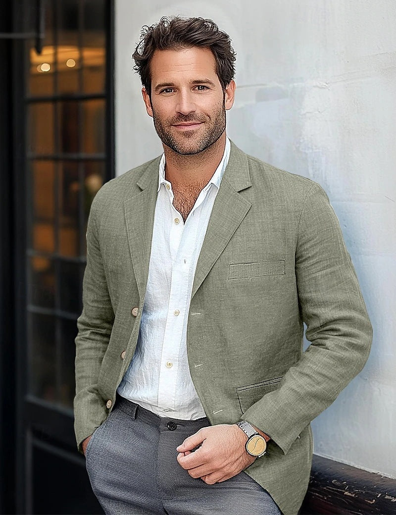 Herren Leinenblazer Elegant Lässig Sommer
