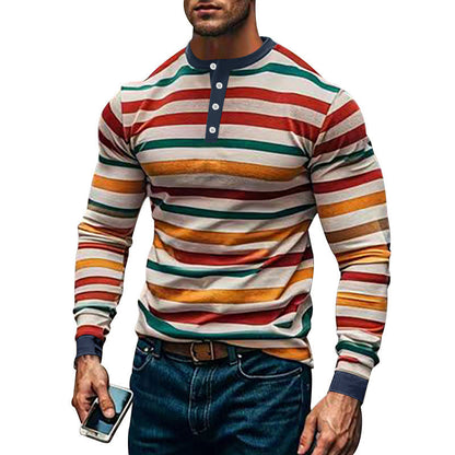 Herren Langarmshirt mit Streifenmuster Baumwolle Hochwertig - BerlinGlamour