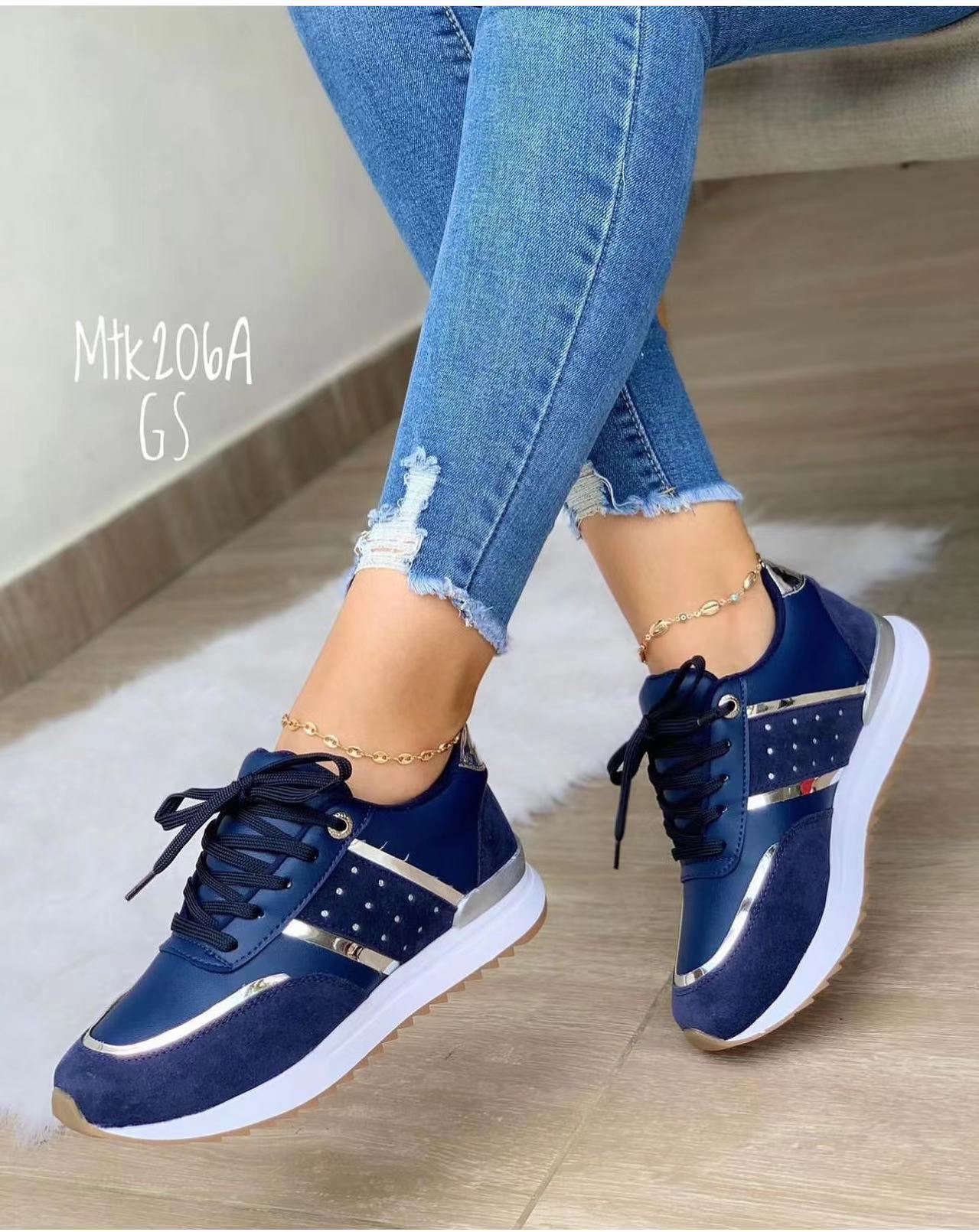 Damen Sneaker Sportlich Glitzer Schuhe Frauen