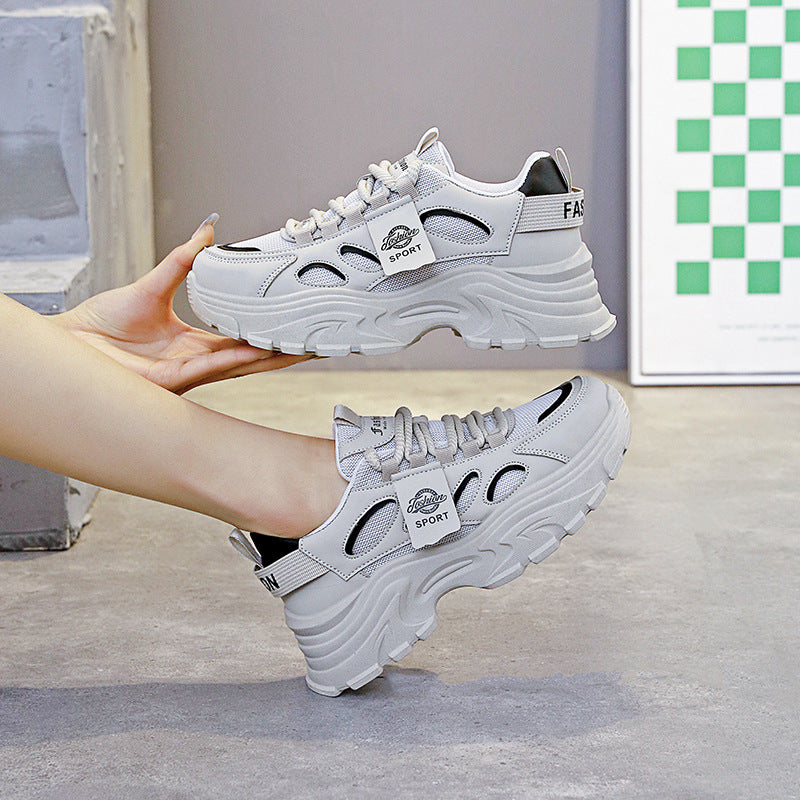 Damen Sneaker Sportlich Chunky Rutschfest Weiße