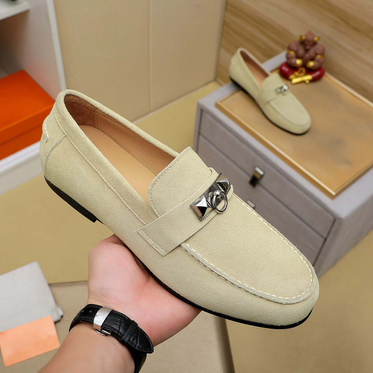 Damen Mokassin Wildleder Schuhe Elegant Schnürung