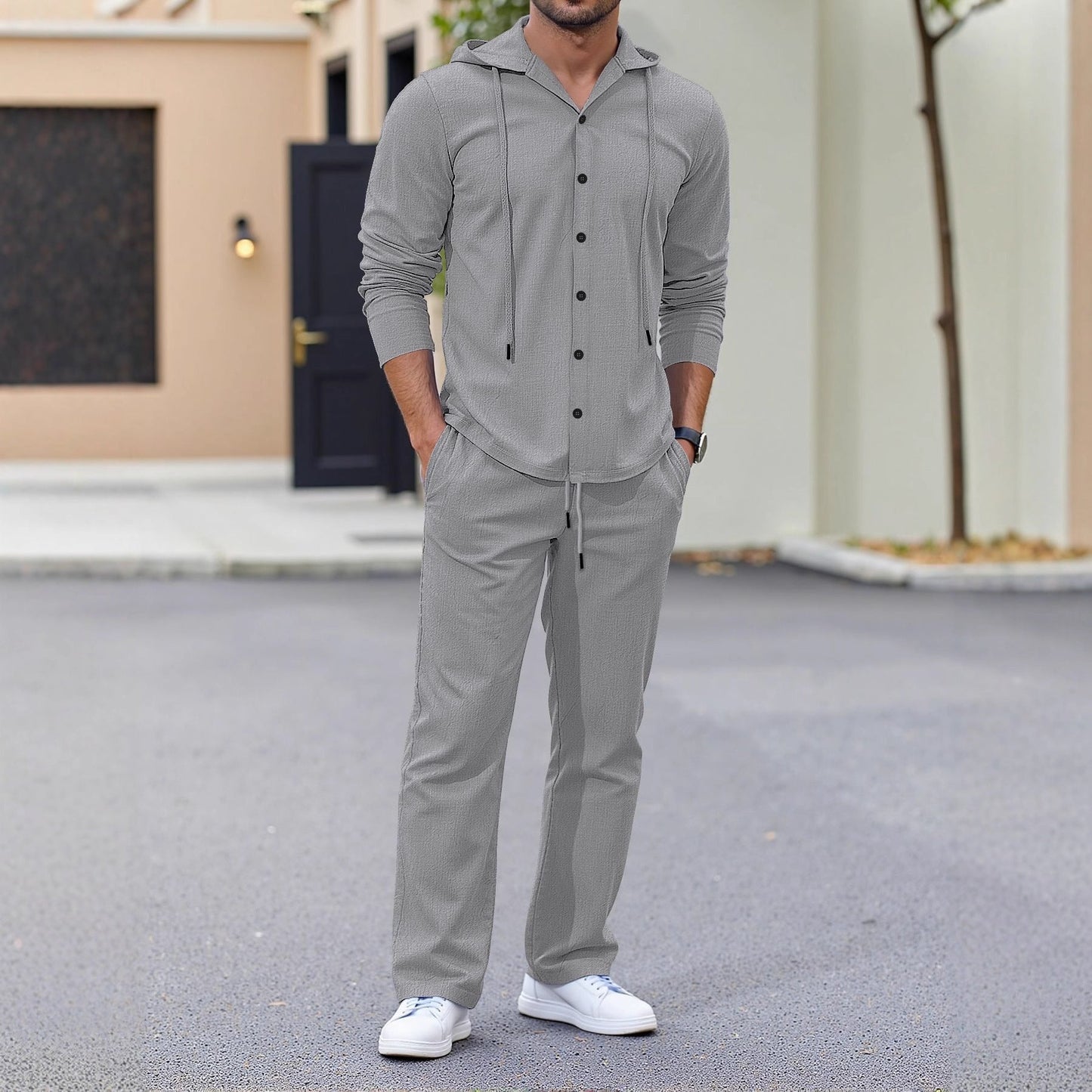 Herren Jogginganzug mit Kapuze und Taschen Sportlich