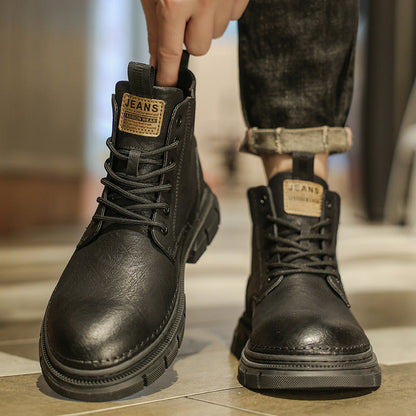 Damen Lederstiefel Robust Rutschfest Gummisohle