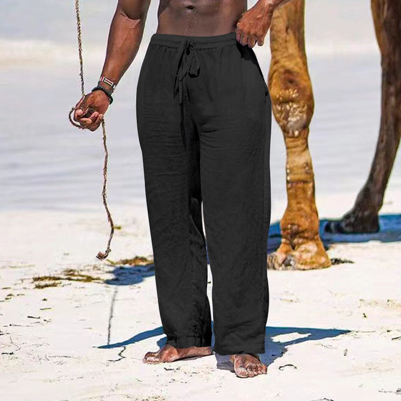 Leichte Leinenhose Herren Strandhosentyp mit elastischem Bund