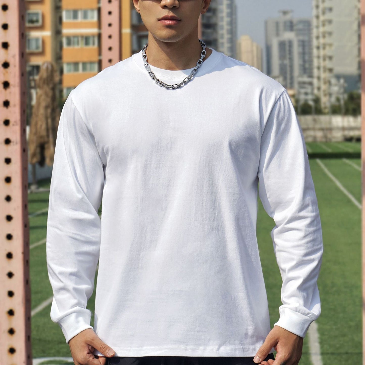 Herren Langarmshirt atmungsaktiv Hochwertig Baumwolle Casual