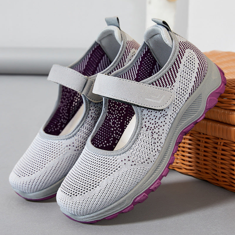 Damen Sportschuhe Atmungsaktiv Slip-On mit Klettverschluss - BerlinGlamour