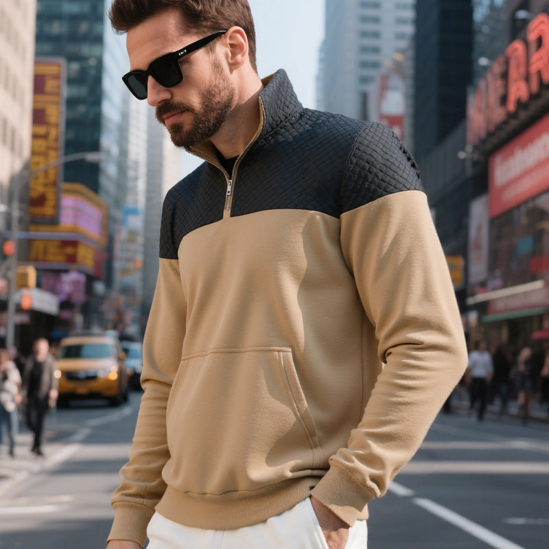 Herren Sweatshirt Modern mit 2 Taschen Hoher Kragen