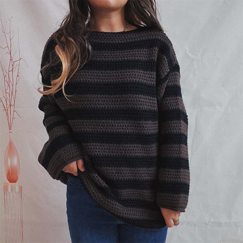 Gestreifter Strickpullover Weich Pastellfarben Damen